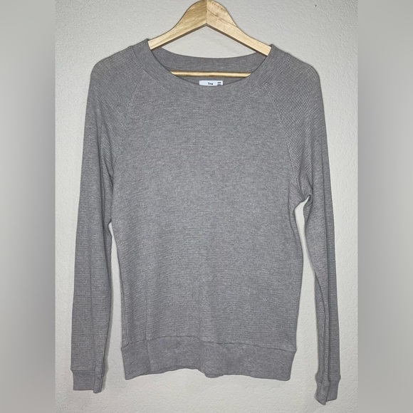 TNA Tops - Aritzia TNA Andrews Waffle Knit Thermal Gray Size XXS